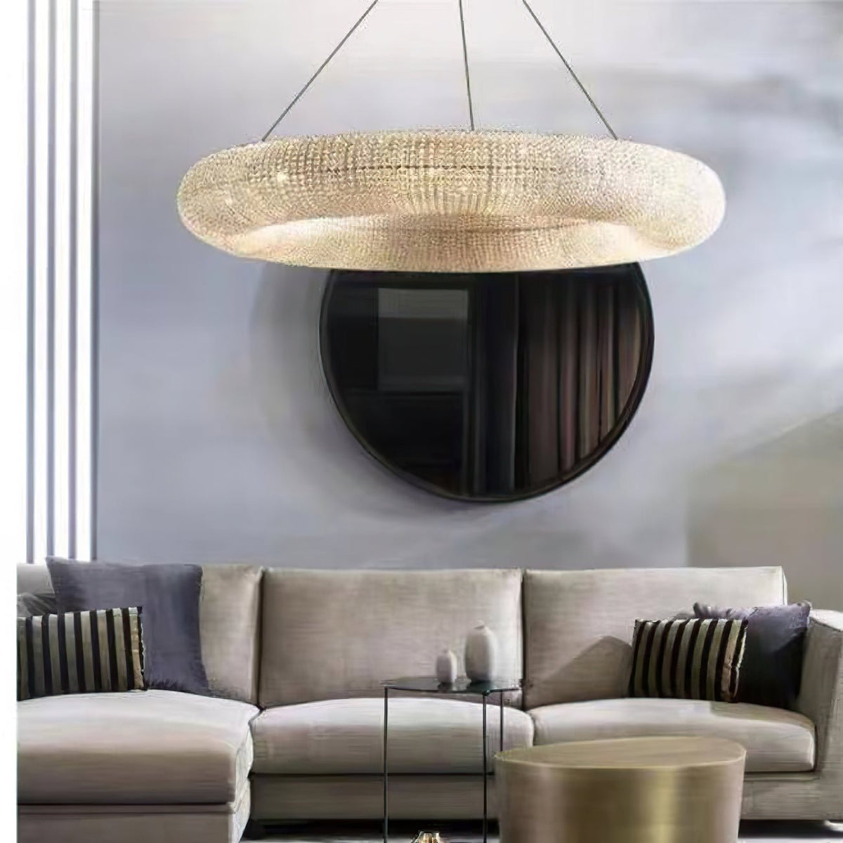 Halo Stranded Crystal Round Chandelier 59" - Zelno