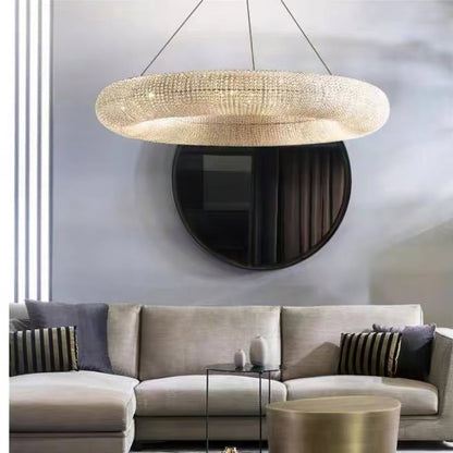 Halo Stranded Crystal Round Chandelier 59" - Zelno