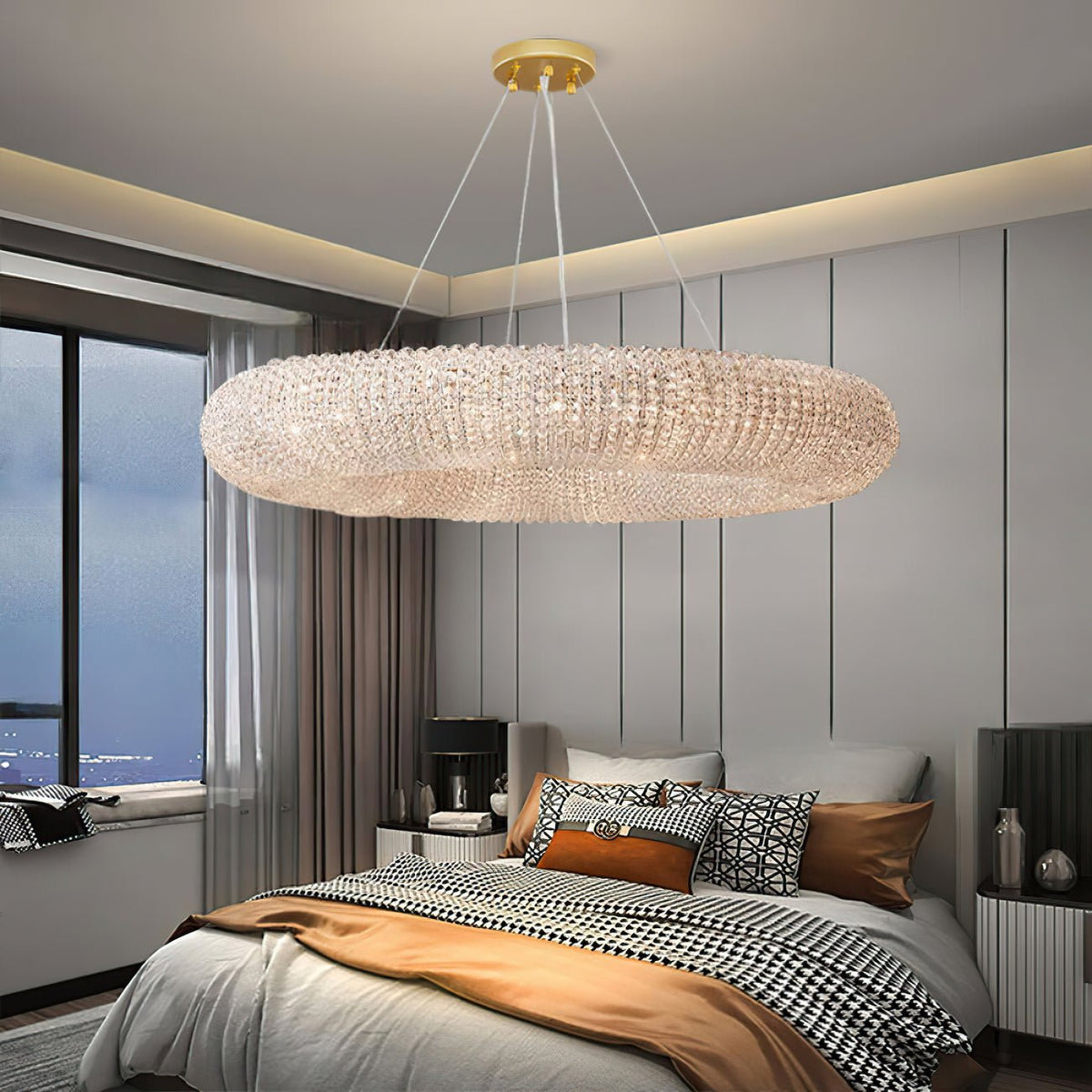 Halo Stranded Crystal Round Chandelier 59" - Zelno