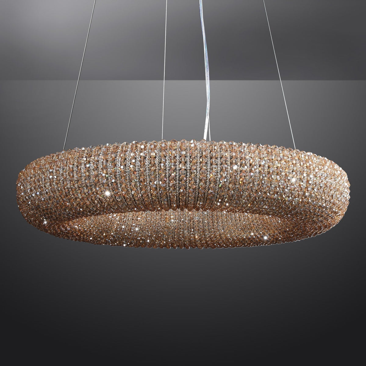 Halo Stranded Crystal Round Chandelier 59" - Zelno