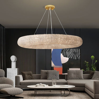 Halo Stranded Crystal Round Chandelier 59" - Zelno