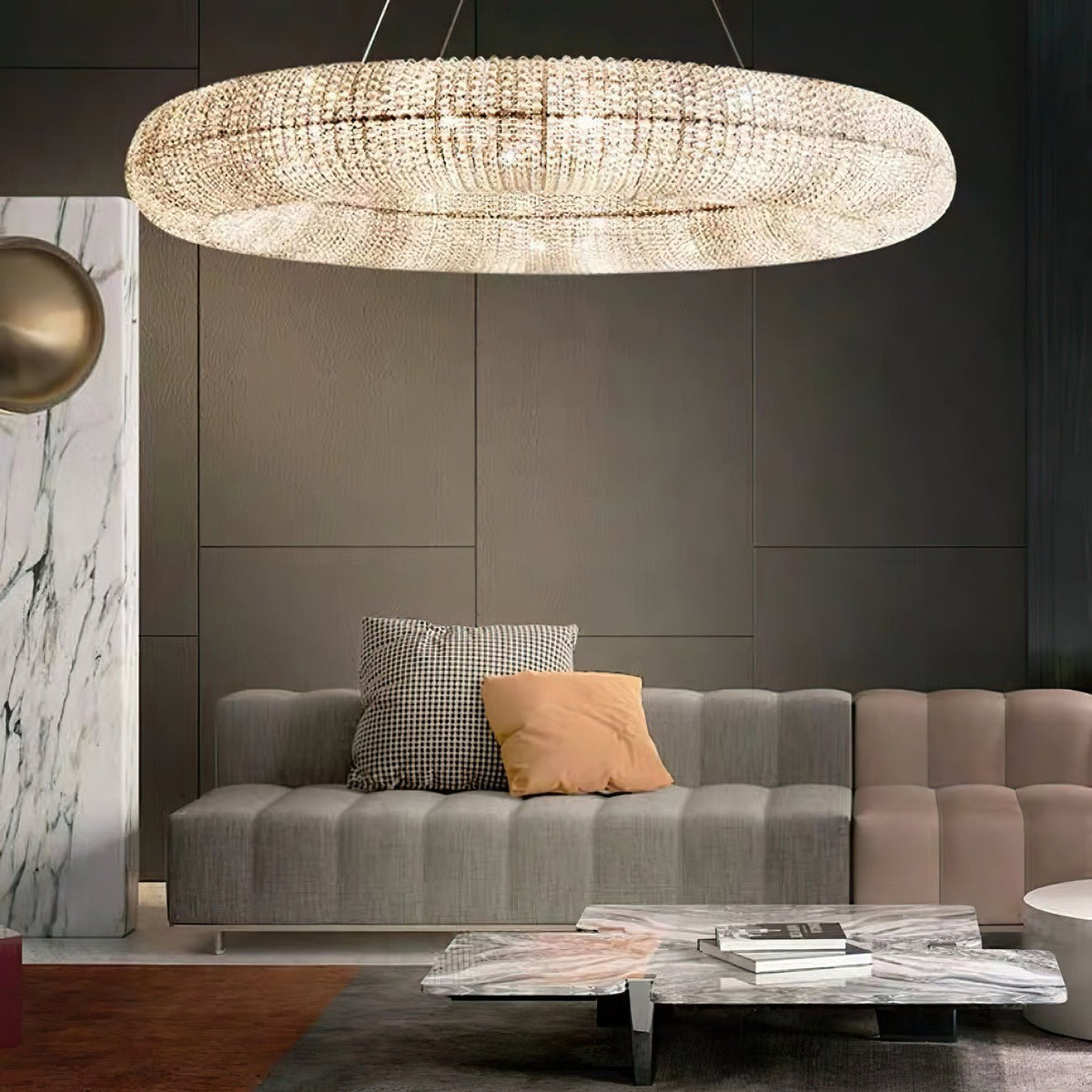 Halo Stranded Crystal Round Chandelier 72" - Zelno