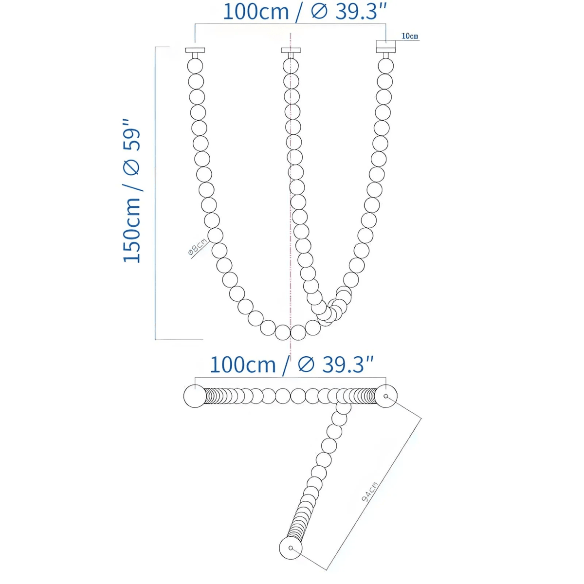 Halti Necklace Acrylic Chandelier - Zelno Lighting