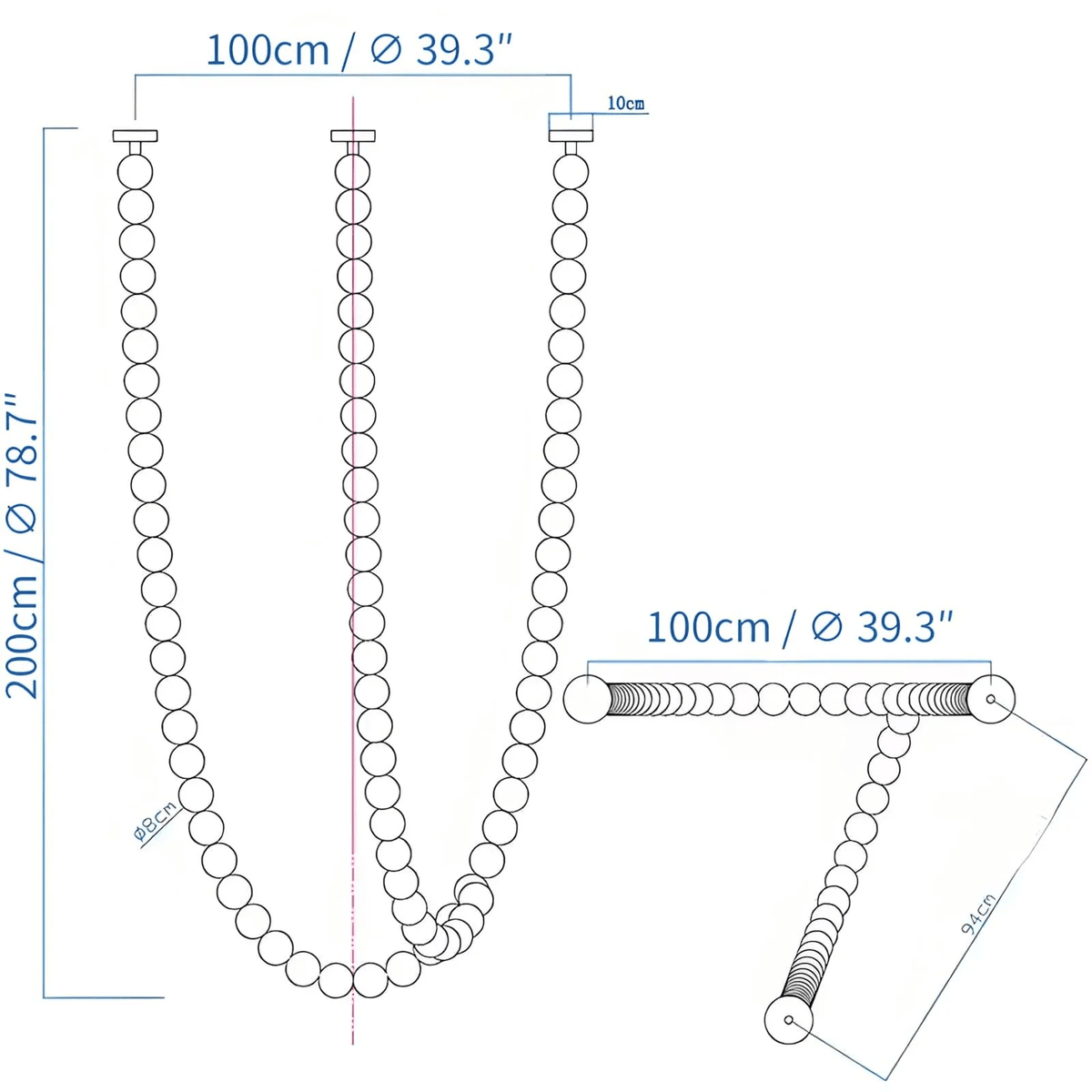 Halti Necklace Acrylic Chandelier - Zelno Lighting