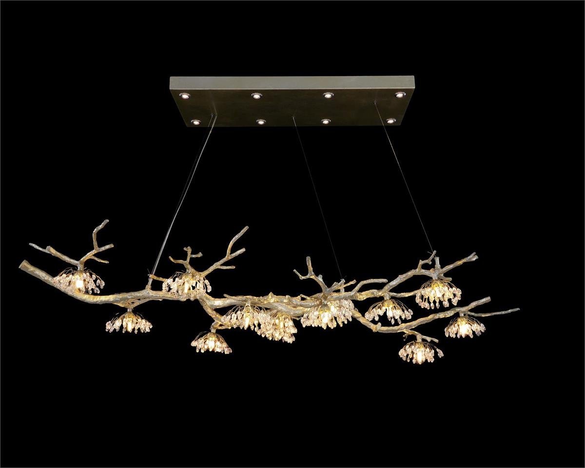 Hanasaku Crystal Bud Branch Fourteen-Light Oblong Chandelier - Zelno Lighting