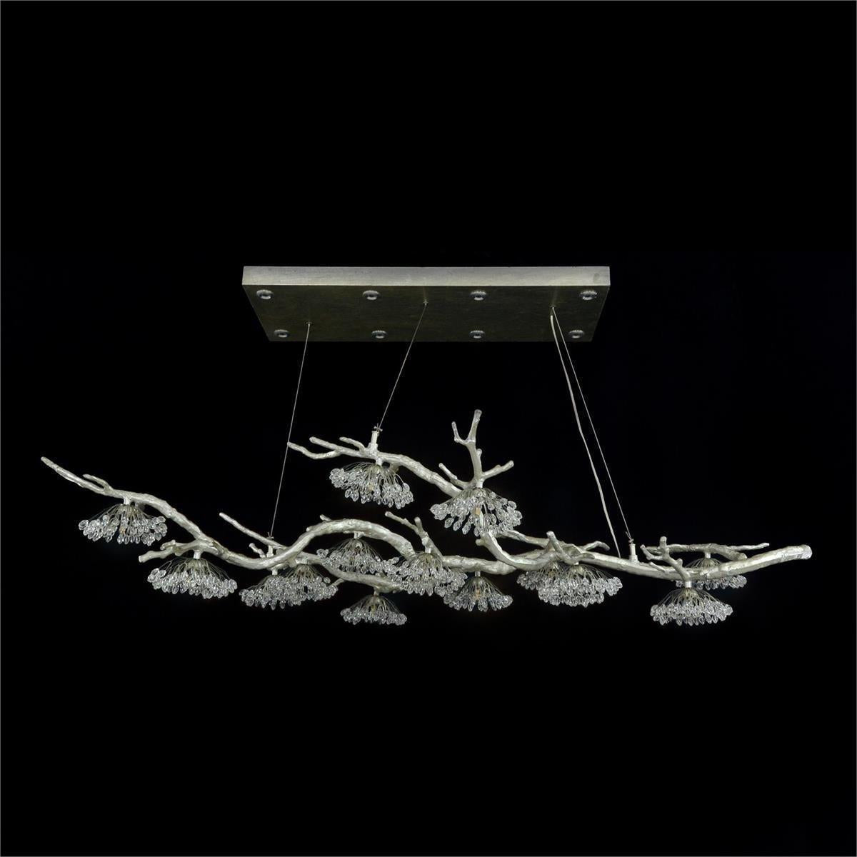 Hanasaku Crystal Bud Branch Fourteen-Light Oblong Chandelier - Zelno Lighting