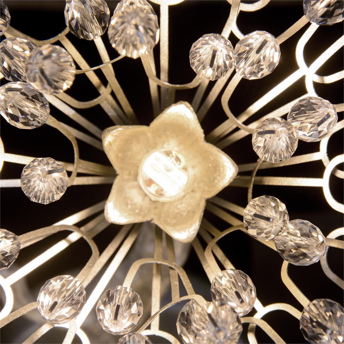 Hanasaku Flower Sixteen-Light Flush Mount in Antique Silver Leaf with Hand-Cut Crystal Accents - Zelno Lighting
