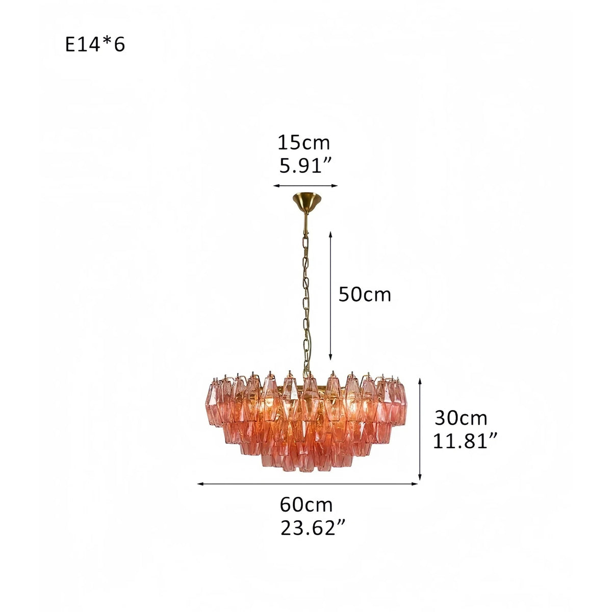 Hand Blown Tier Glass Large Murano Chandelier 24"31"40" - Zelno Lighting