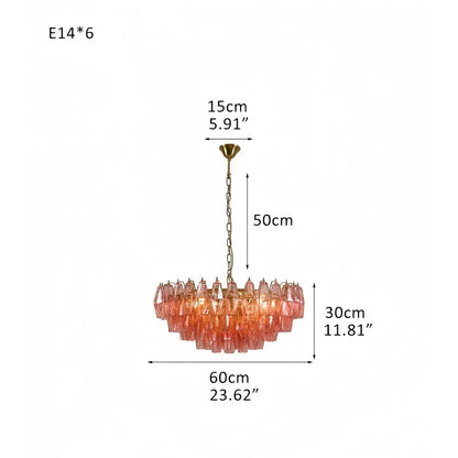 Hand Blown Tier Glass Large Murano Chandelier 24"31"40" - Zelno Lighting