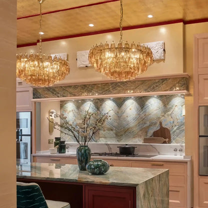 Hand Blown Tier Glass Large Murano Chandelier 24"31"40" - Zelno Lighting
