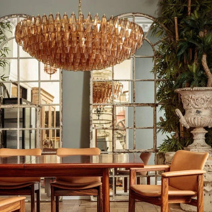 Hand Blown Tier Glass Large Murano Chandelier 24"31"40" - Zelno Lighting