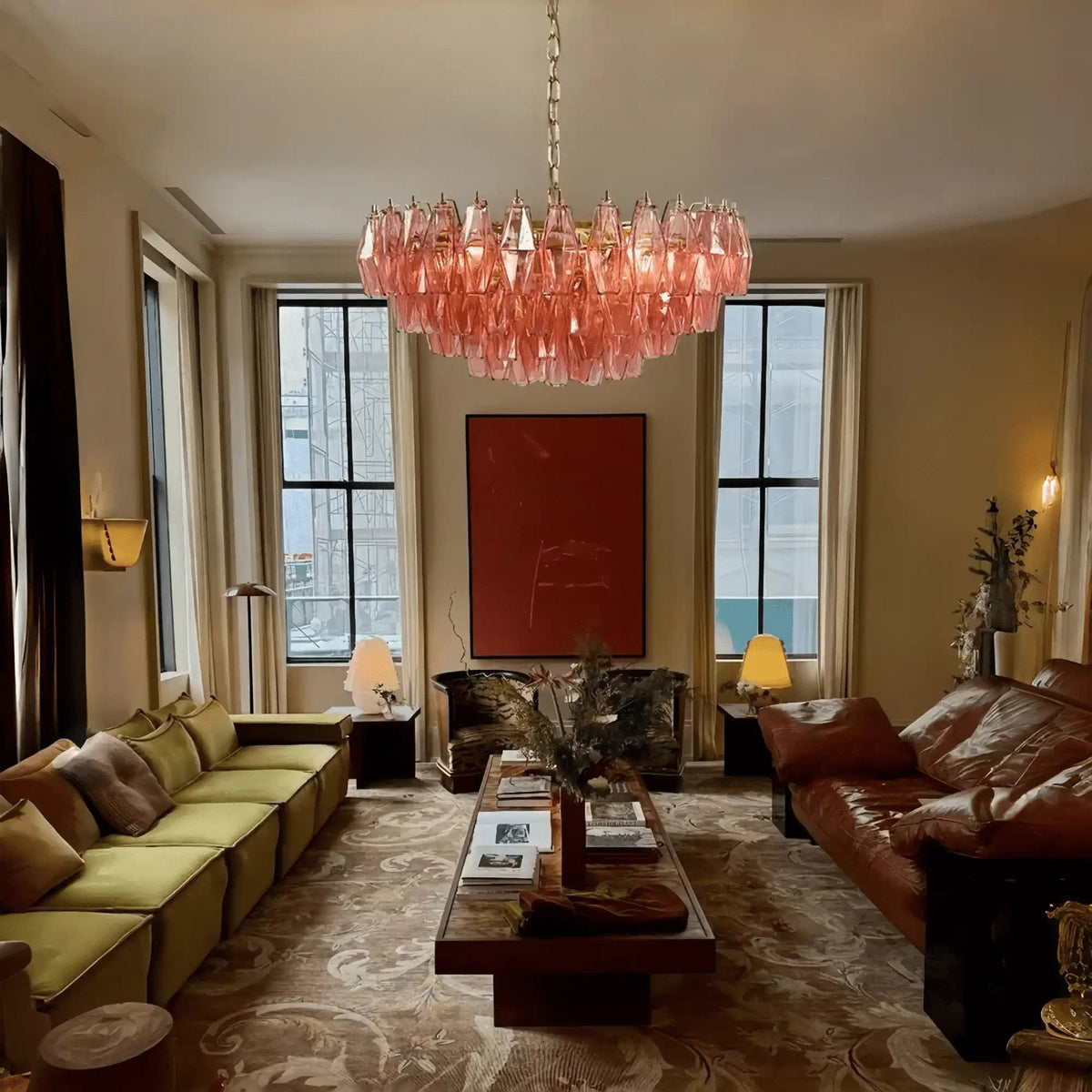 Hand Blown Tier Glass Large Murano Chandelier 24"31"40" - Zelno Lighting