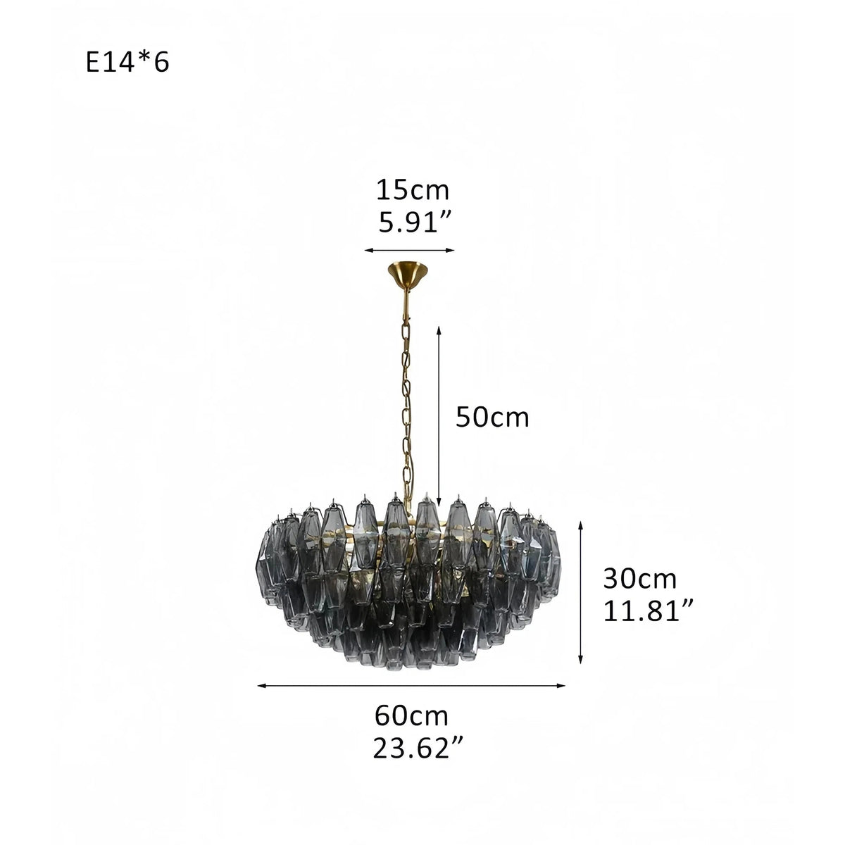 Hand Blown Tier Glass Large Murano Chandelier 24"31"40" - Zelno Lighting
