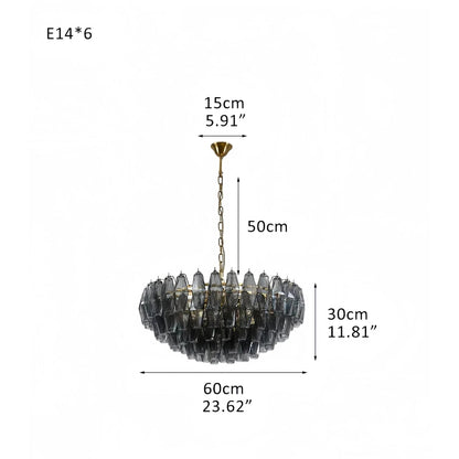 Hand Blown Tier Glass Large Murano Chandelier 24"31"40" - Zelno Lighting