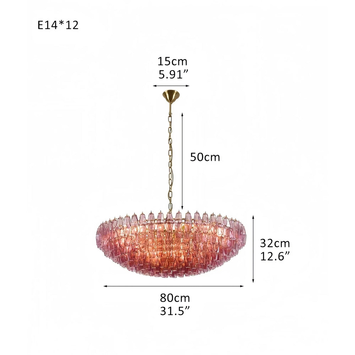 Hand Blown Tier Glass Large Murano Chandelier 24"31"40" - Zelno Lighting