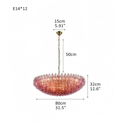 Hand Blown Tier Glass Large Murano Chandelier 24"31"40" - Zelno Lighting