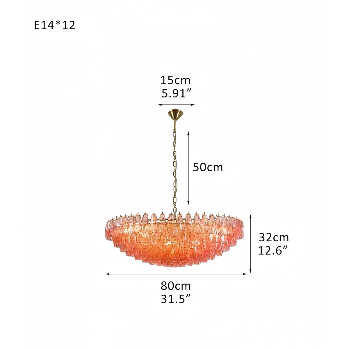 Hand Blown Tier Glass Large Murano Chandelier 24"31"40" - Zelno Lighting