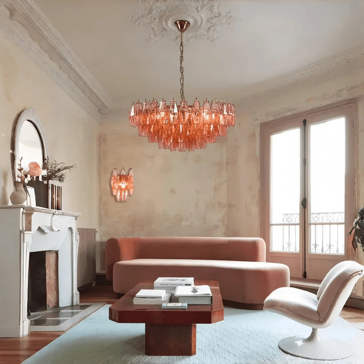 Hand Blown Tier Glass Large Murano Chandelier 24"31"40" - Zelno Lighting