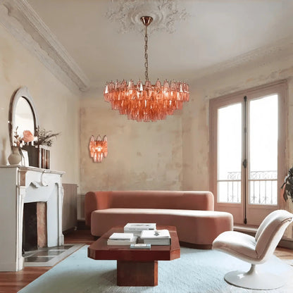 Hand Blown Tier Glass Large Murano Chandelier 24"31"40" - Zelno Lighting