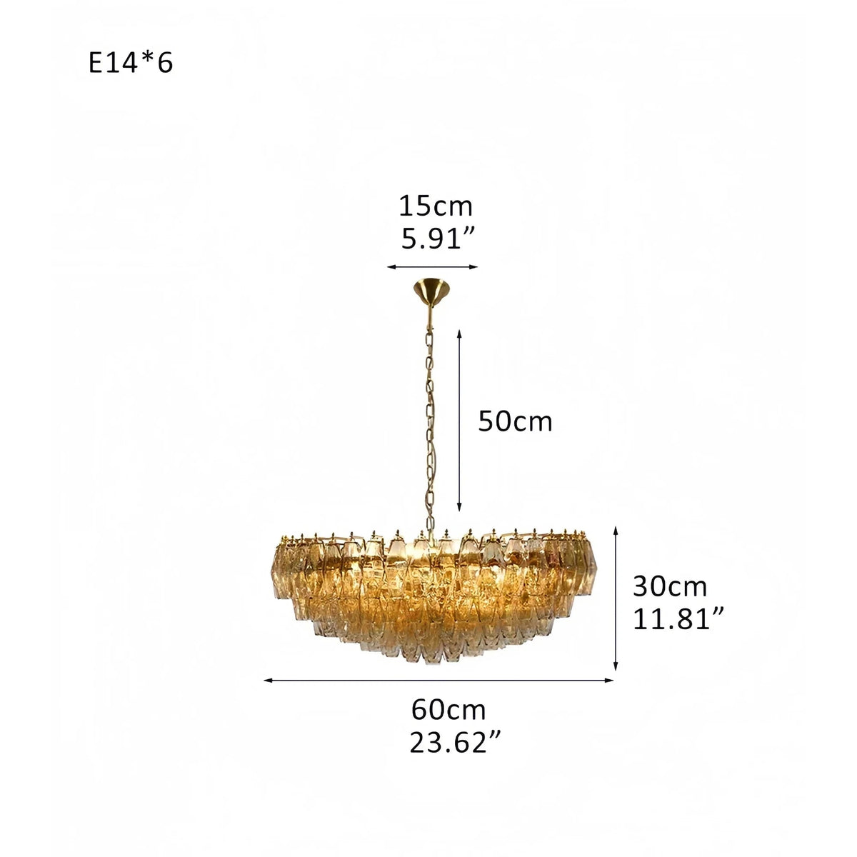 Hand Blown Tier Glass Large Murano Chandelier 24"31"40" - Zelno Lighting