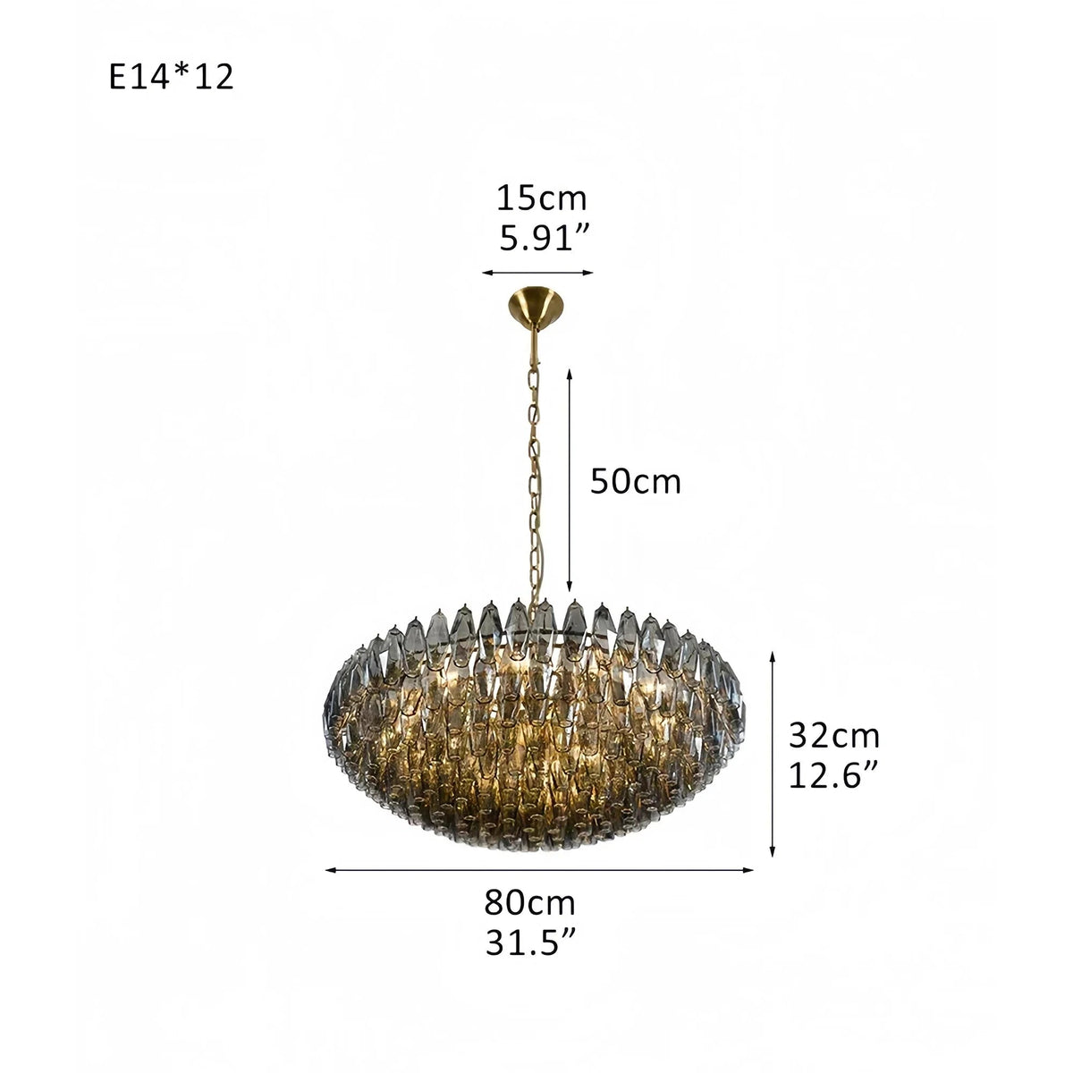 Hand Blown Tier Glass Large Murano Chandelier 24"31"40" - Zelno Lighting
