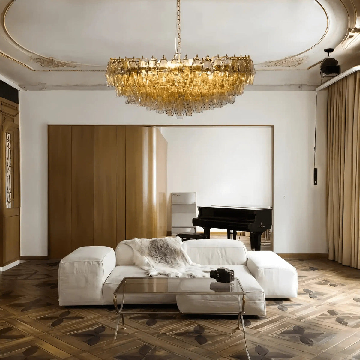 Hand Blown Tier Glass Large Murano Chandelier 24"31"40" - Zelno Lighting