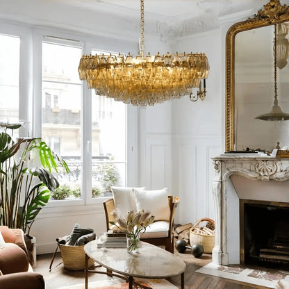 Hand Blown Tier Glass Large Murano Chandelier 24"31"40" - Zelno Lighting
