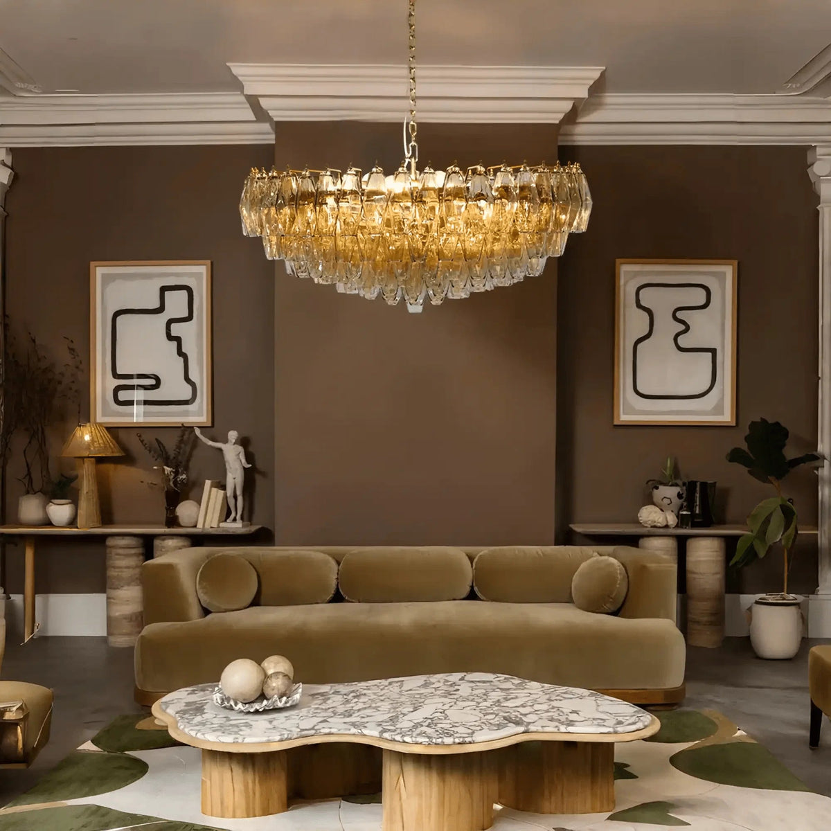 Hand Blown Tier Glass Large Murano Chandelier 24"31"40" - Zelno Lighting