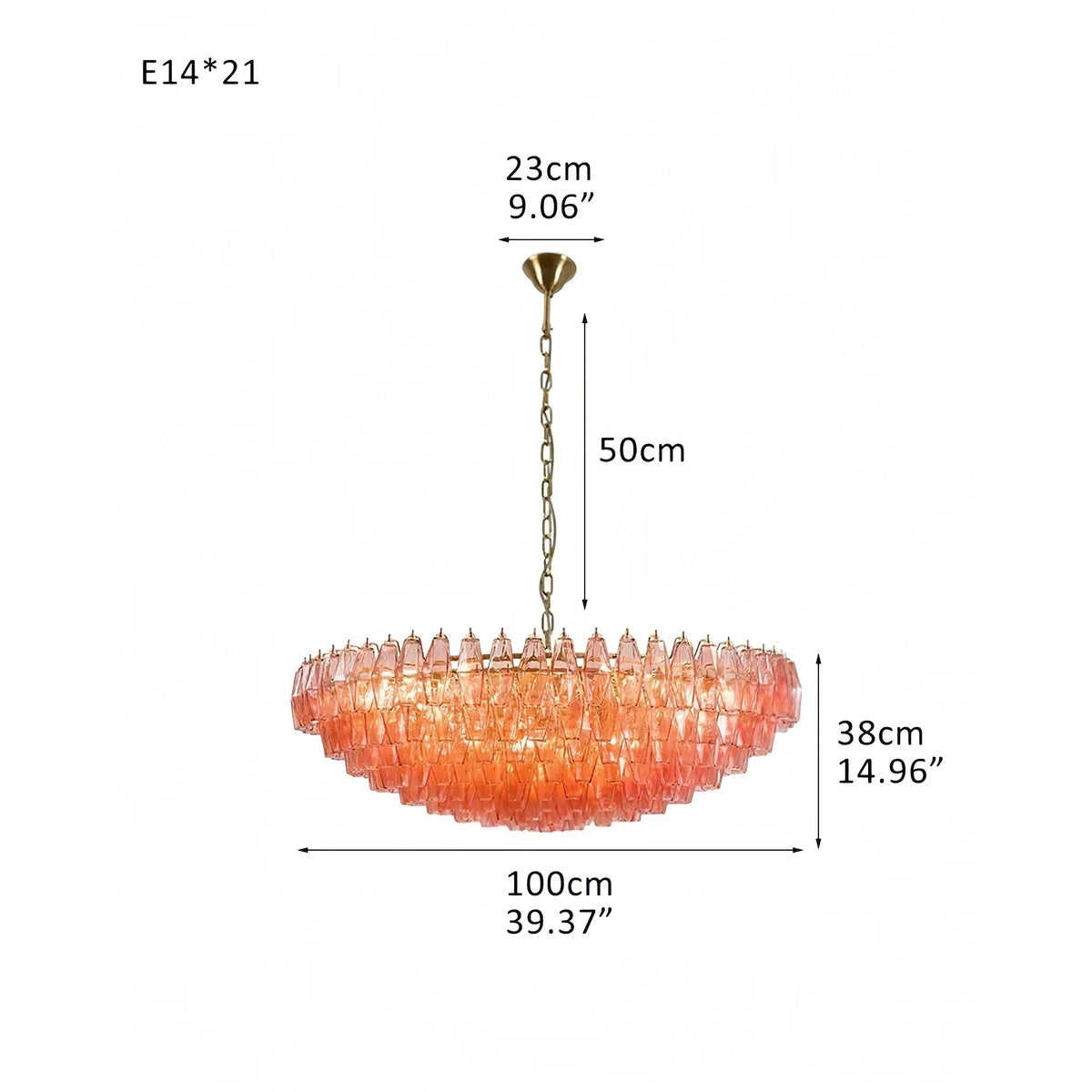 Hand Blown Tier Glass Large Murano Chandelier 24"31"40" - Zelno Lighting