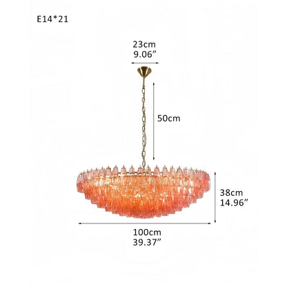 Hand Blown Tier Glass Large Murano Chandelier 24"31"40" - Zelno Lighting