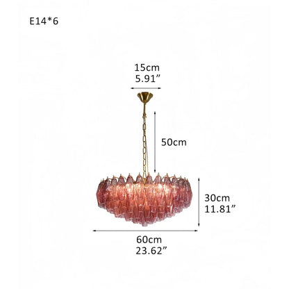 Hand Blown Tier Glass Large Murano Chandelier 24"31"40" - Zelno Lighting