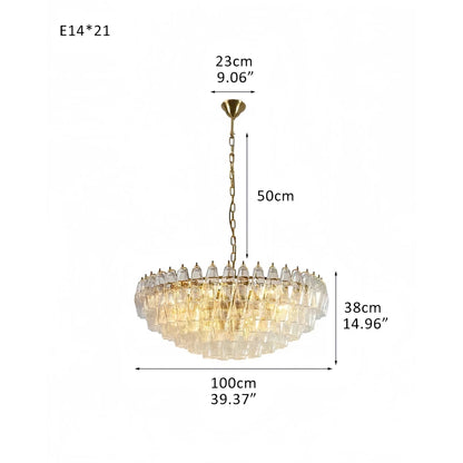 Hand Blown Tier Glass Large Murano Chandelier 24"31"40" - Zelno Lighting
