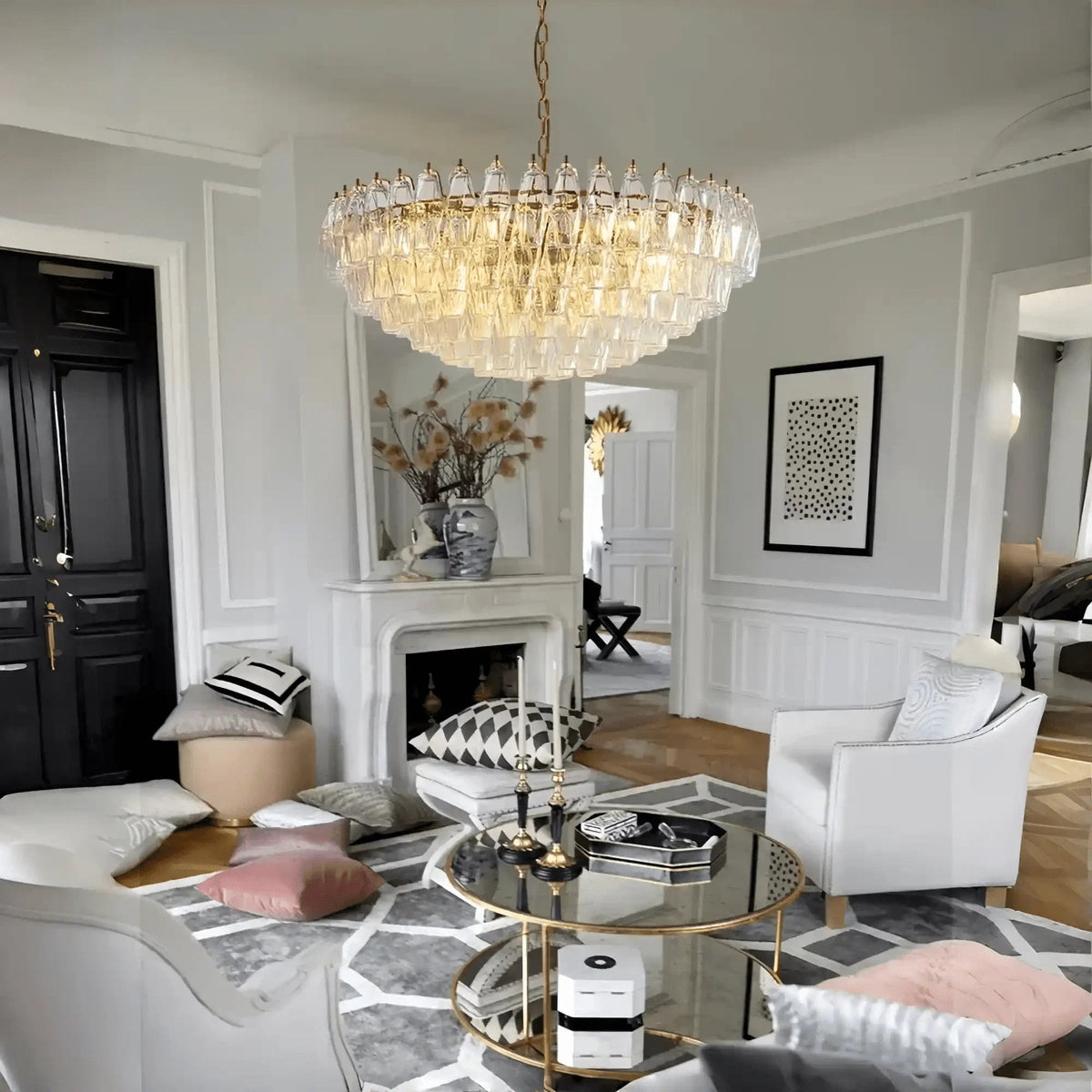 Hand Blown Tier Glass Large Murano Chandelier 24"31"40" - Zelno Lighting