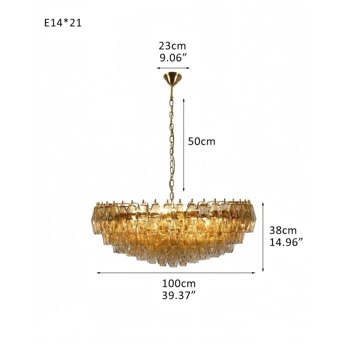 Hand Blown Tier Glass Large Murano Chandelier 24"31"40" - Zelno Lighting