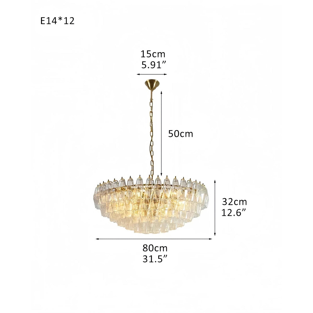 Hand Blown Tier Glass Large Murano Chandelier 24"31"40" - Zelno Lighting
