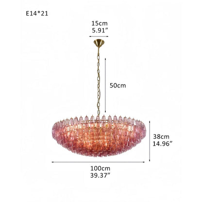 Hand Blown Tier Glass Large Murano Chandelier 24"31"40" - Zelno Lighting