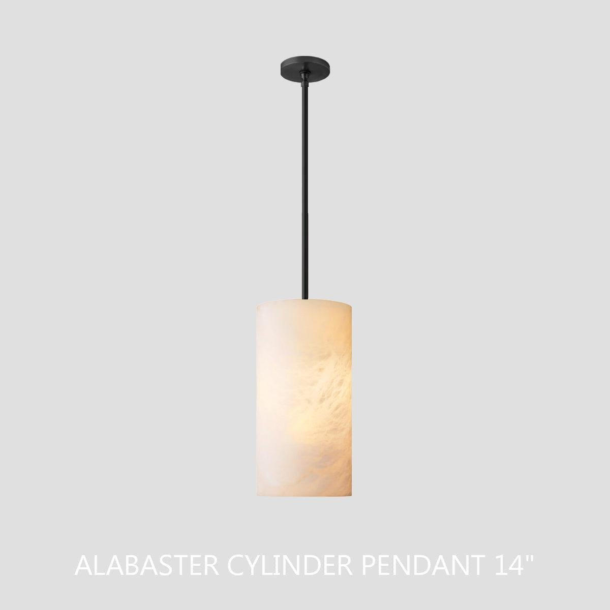 Hand Carved Alabaster Cylinder Pendent - Zelno Lighting