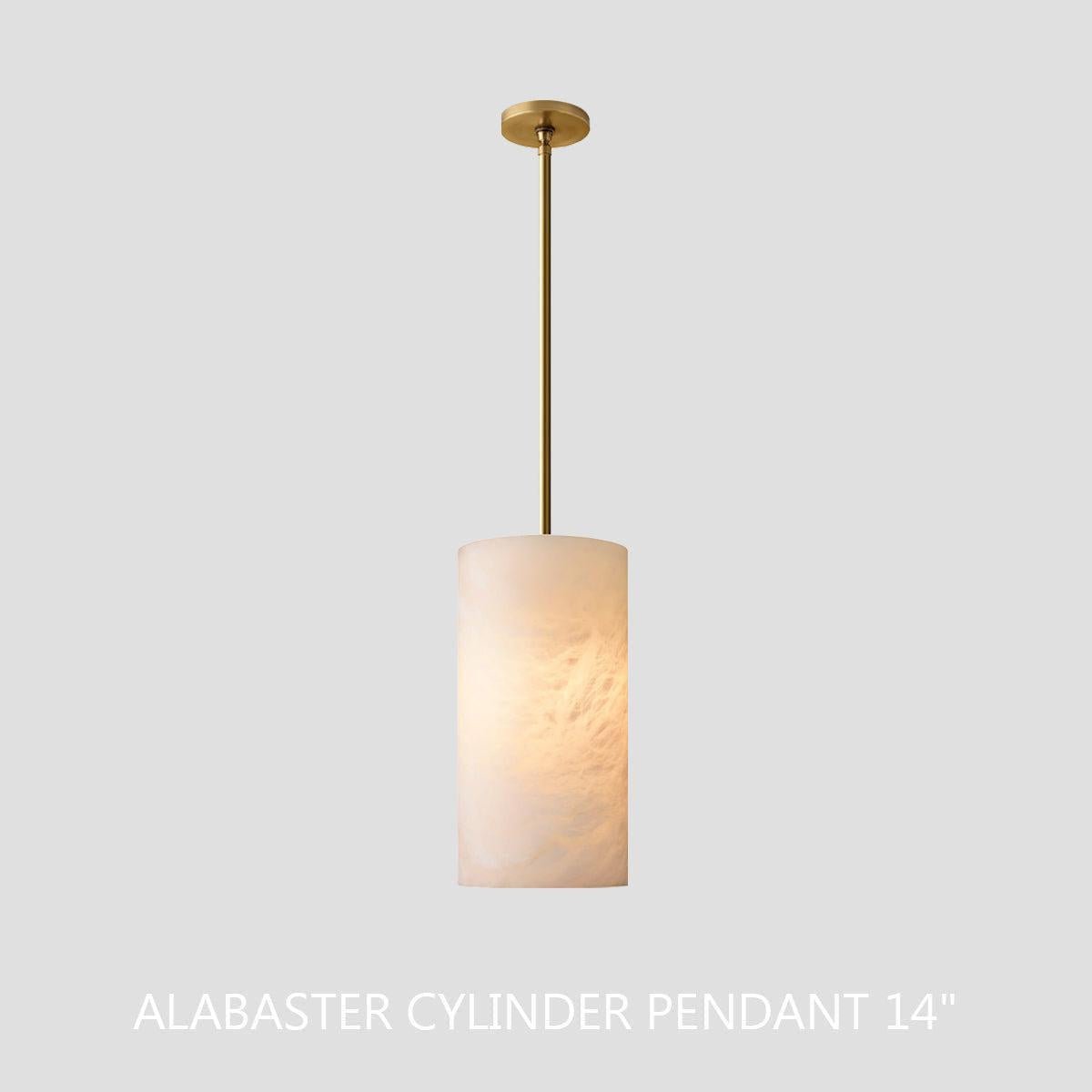 Hand Carved Alabaster Cylinder Pendent - Zelno Lighting