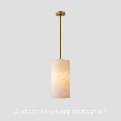 Hand Carved Alabaster Cylinder Pendent - Zelno Lighting