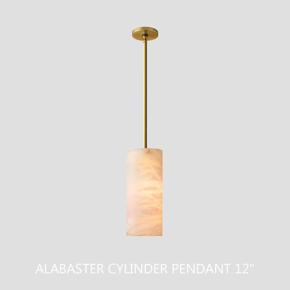Hand Carved Alabaster Cylinder Pendent - Zelno Lighting
