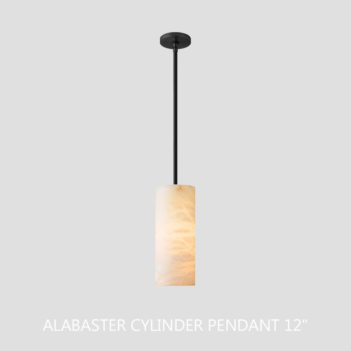 Hand Carved Alabaster Cylinder Pendent - Zelno Lighting
