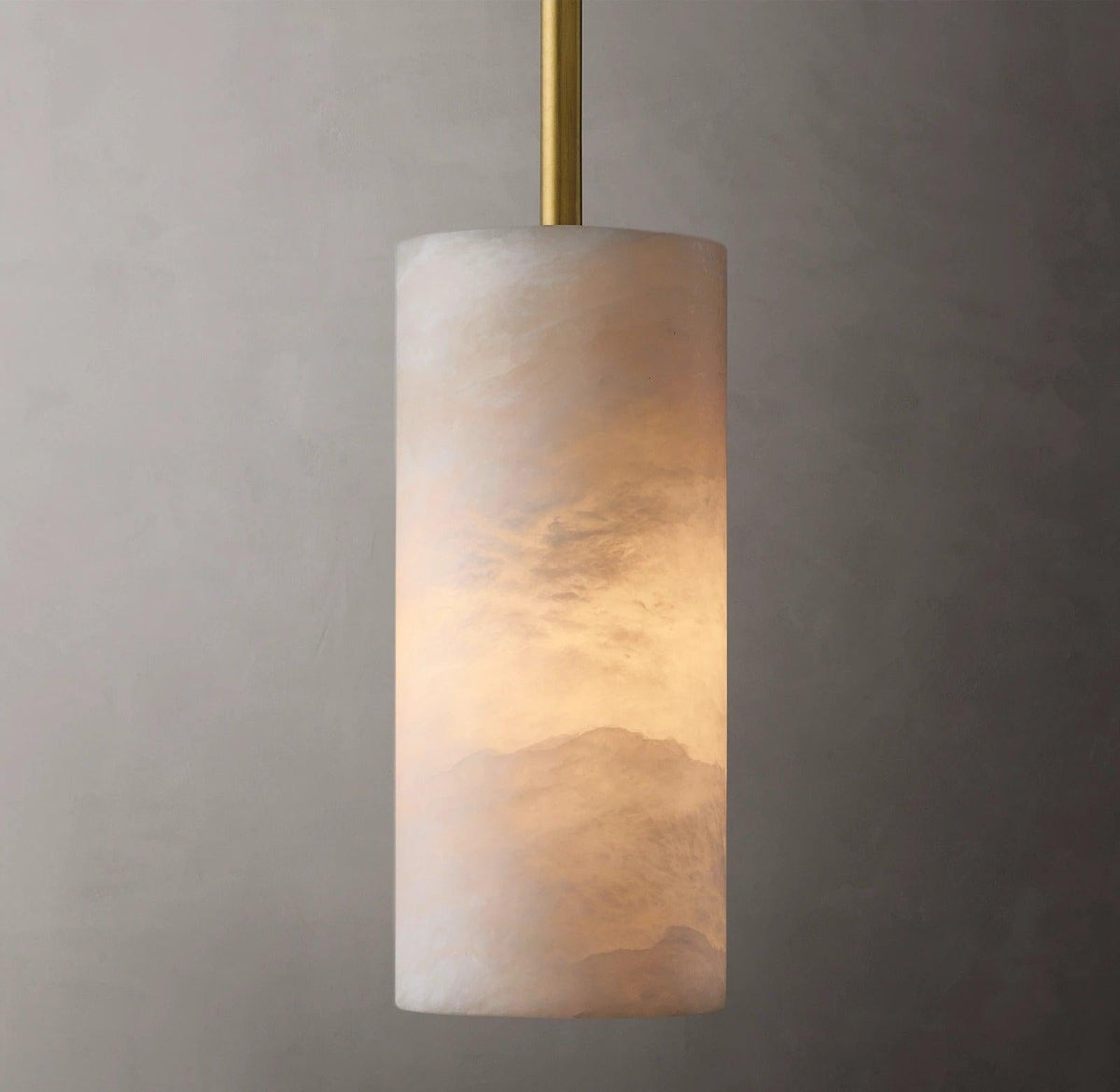 Hand Carved Alabaster Cylinder Pendent - Zelno Lighting