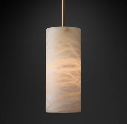 Hand Carved Alabaster Cylinder Pendent - Zelno Lighting