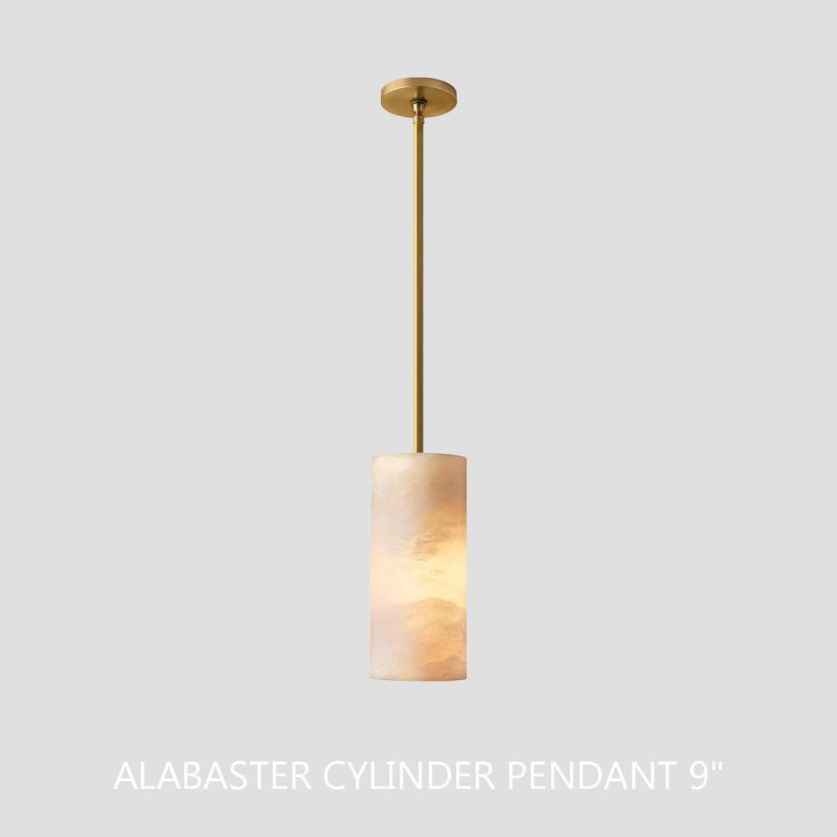 Hand Carved Alabaster Cylinder Pendent - Zelno Lighting