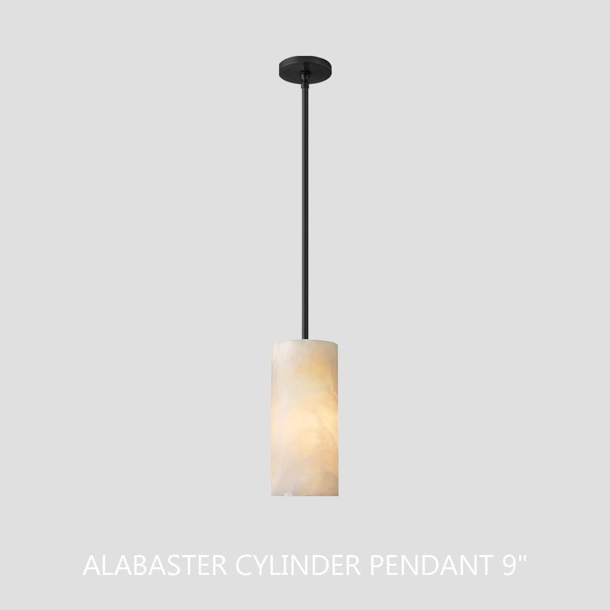 Hand Carved Alabaster Cylinder Pendent - Zelno Lighting