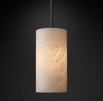 Hand Carved Alabaster Cylinder Pendent - Zelno Lighting