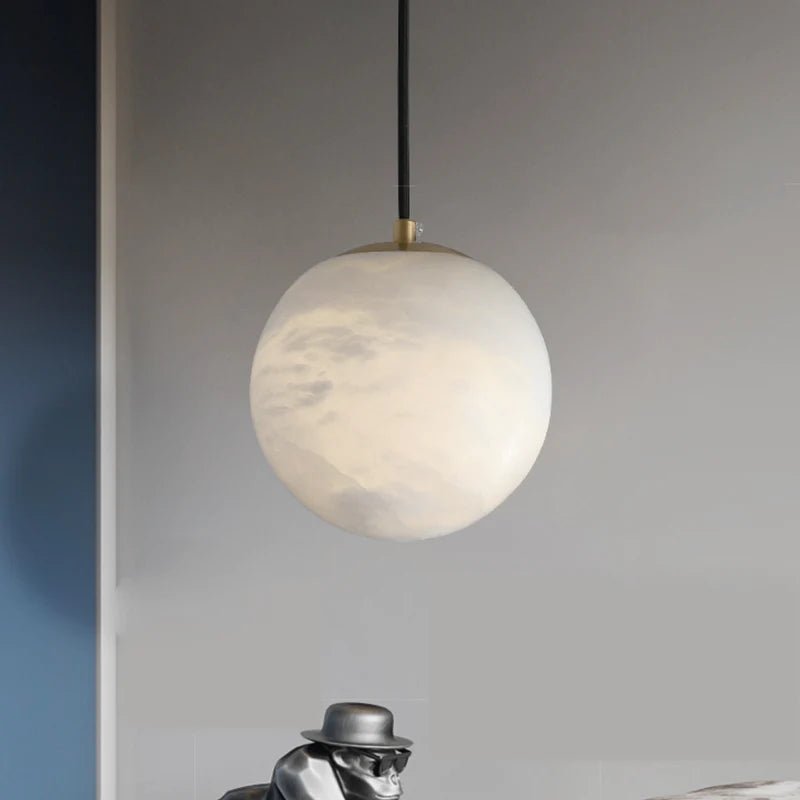 Hansa Alabaster Ball Pendant Light, Island Mini Pendant Light - Zelno Lighting