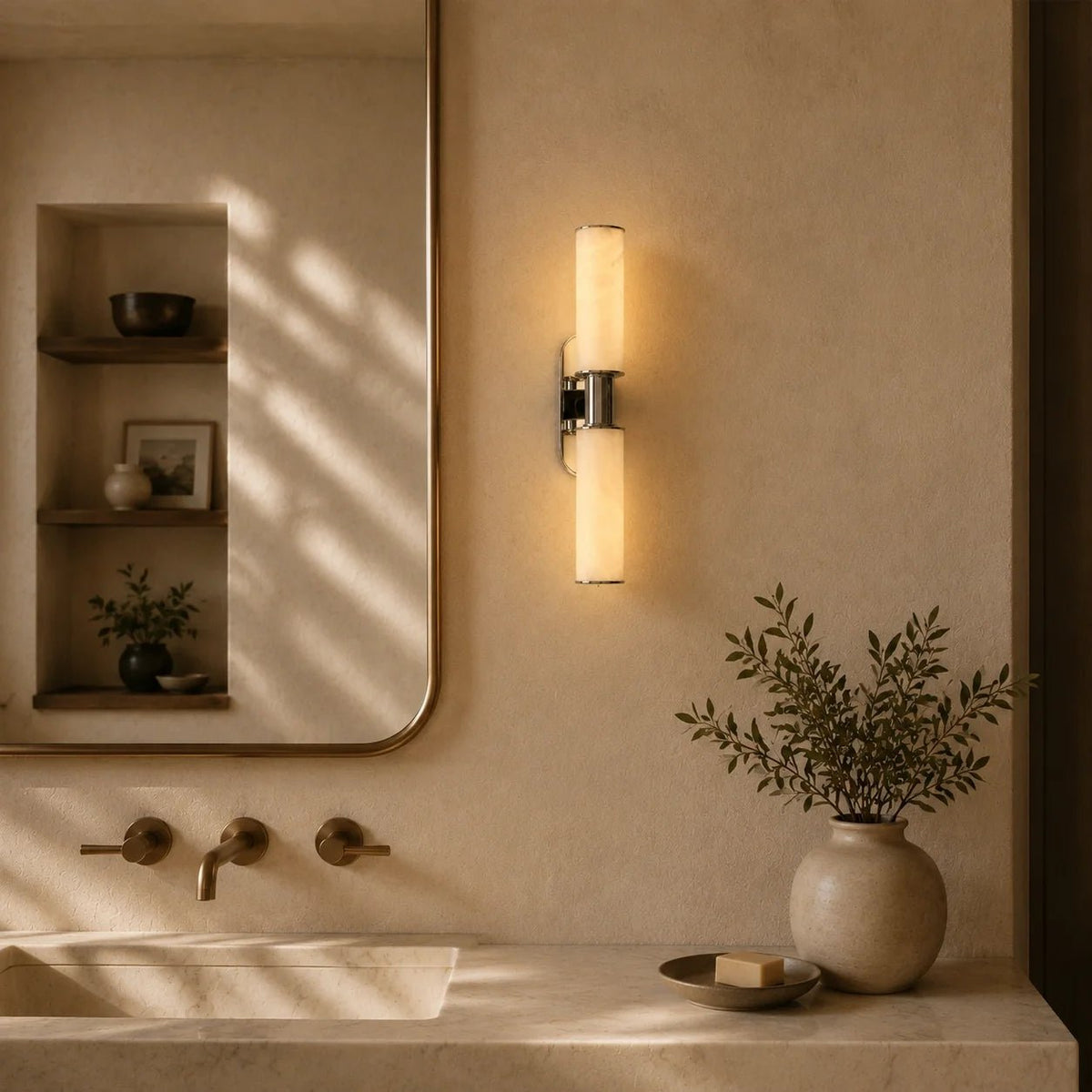 Harlin 2-Light Wall Sconce in Alabaster - Zelno