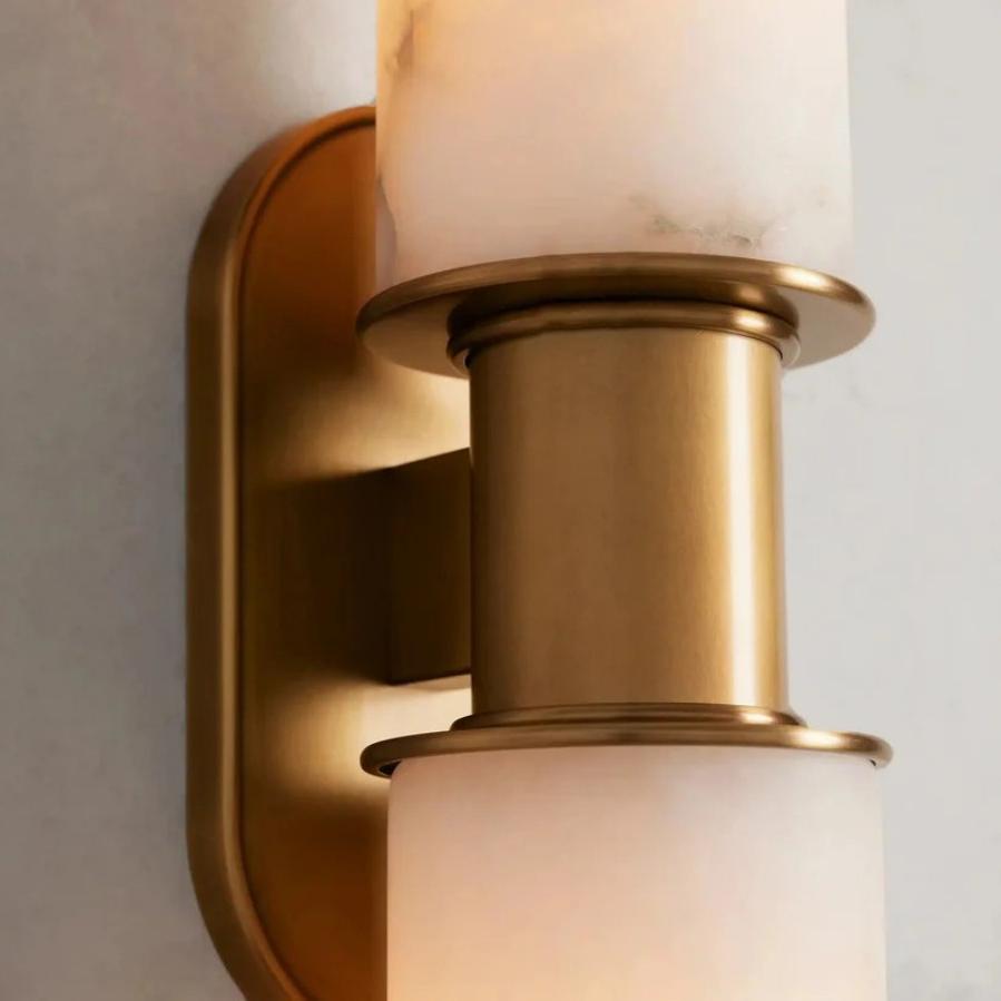 Harlin 2-Light Wall Sconce in Alabaster - Zelno Lighting