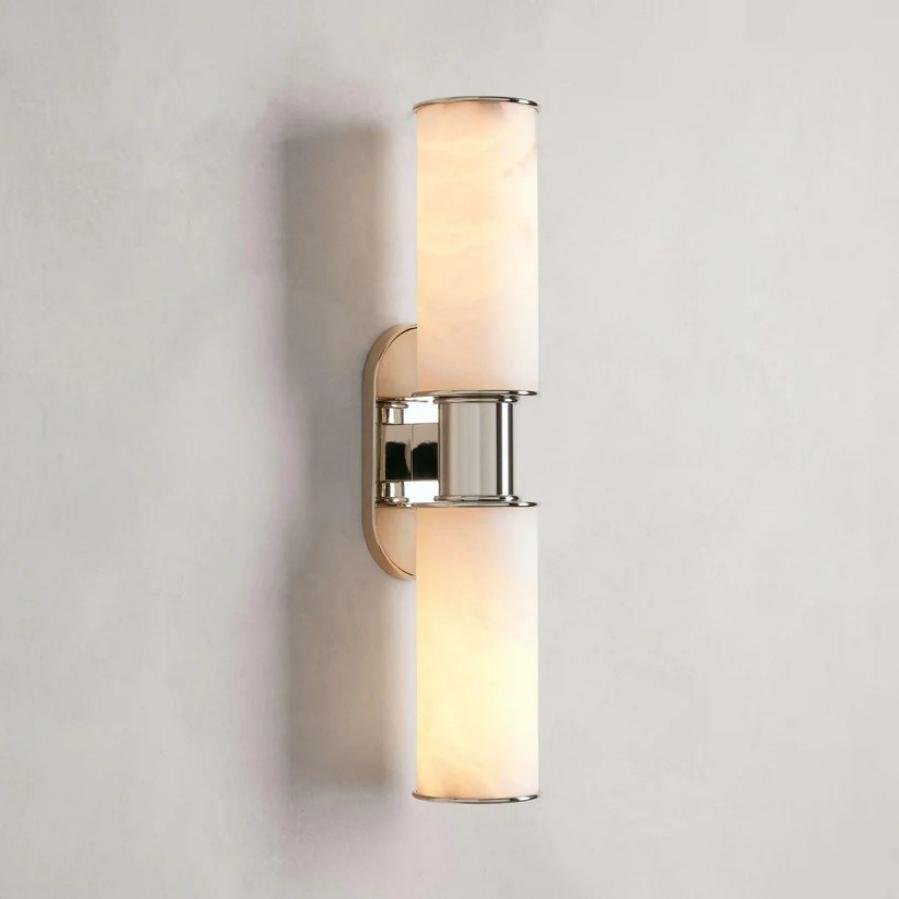 Harlin 2-Light Wall Sconce in Alabaster - Zelno Lighting